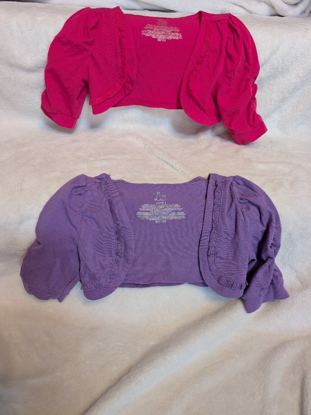 Lot! 2 Short sleeve cropped shrug cardigan pink purple size xs/4t
